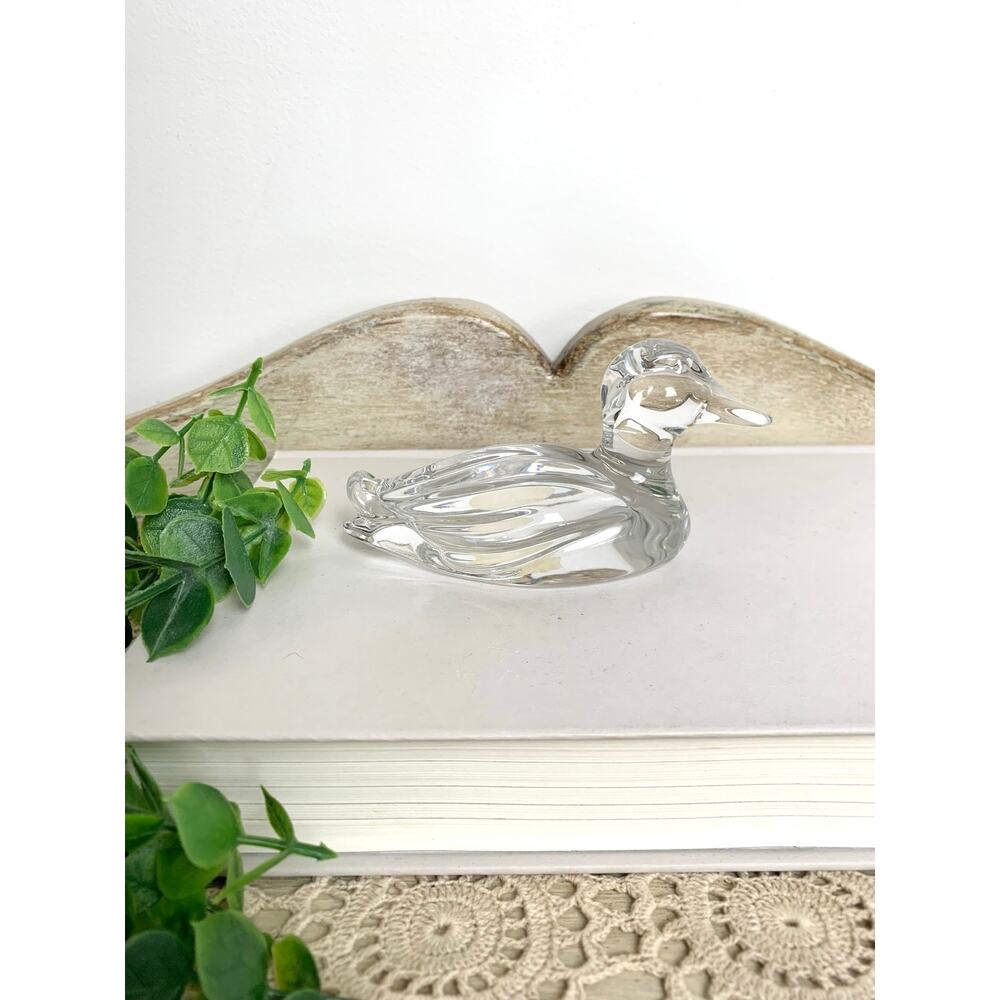 Vintage Princess House Crystal Duck Figurine Glass Bird Paperweight Cottagecore